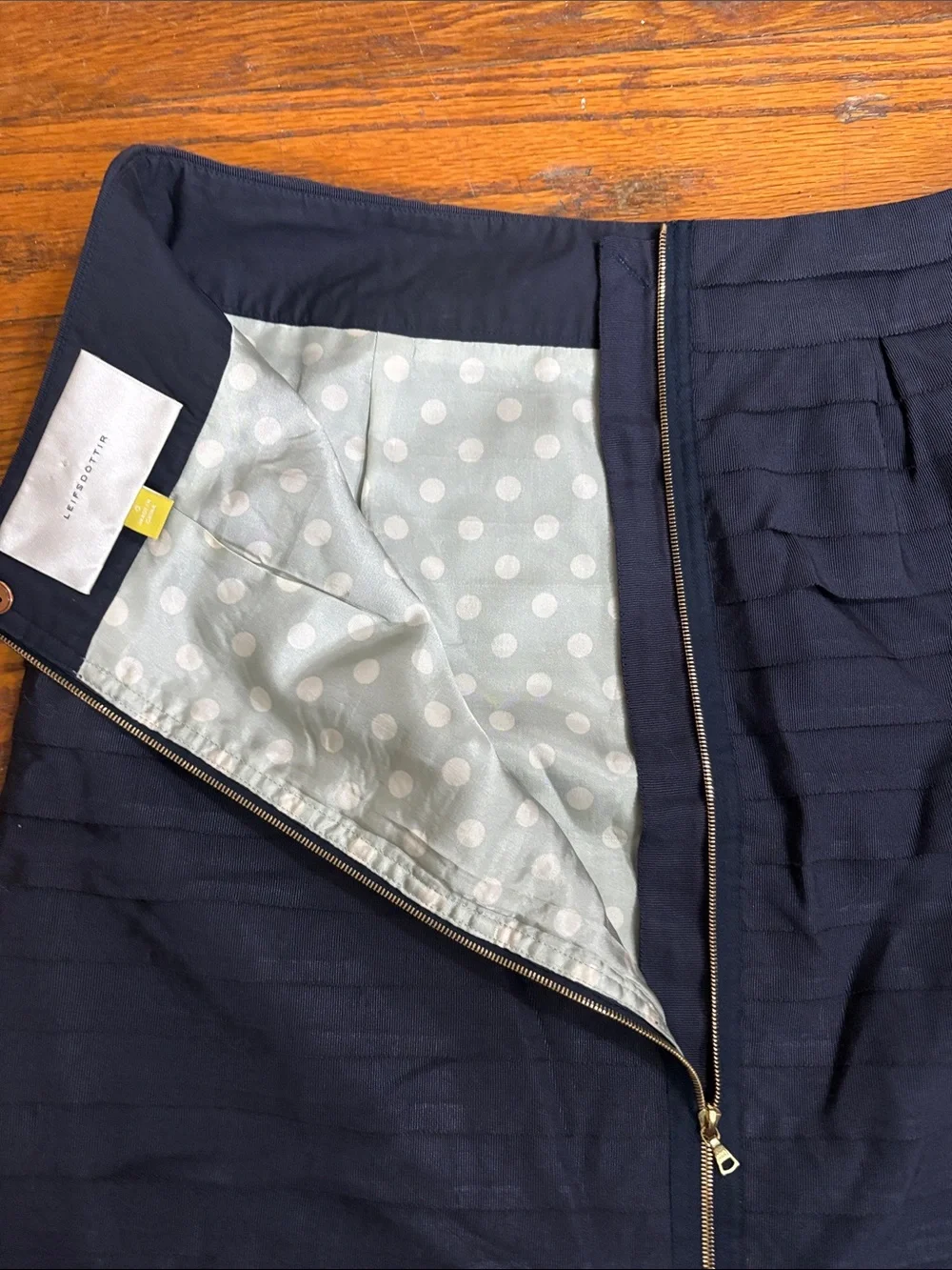 leifsdottir Anthropologie navy blue tiered grosgrain ribbon Skirt women’s size 0